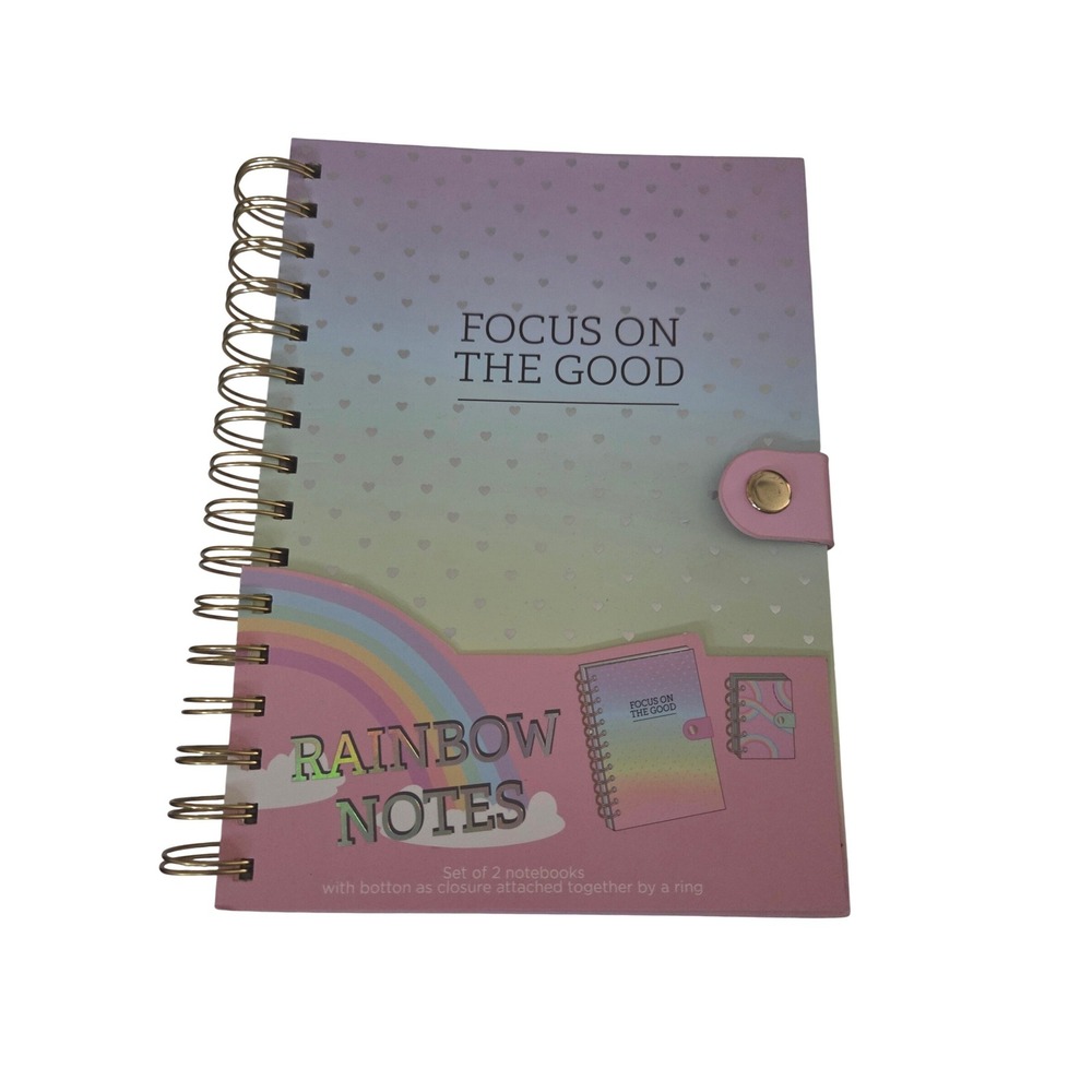 Votum Rainbow Notes Pastel Gradient Spiral Notebook Set Focus On The Good 2pk